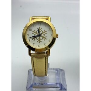 Kristine Japan Movement Gold Snowflake Watch Metallic Gold Strap Stainless Back